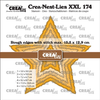Crea-Nest-Lies set Snijmal Star Rough Edges Stitch CLNestXXL174