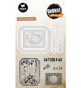 Studio Light Clear Stamp & Die Cut Grunge Labels & Stamps SL-GR-SCD100