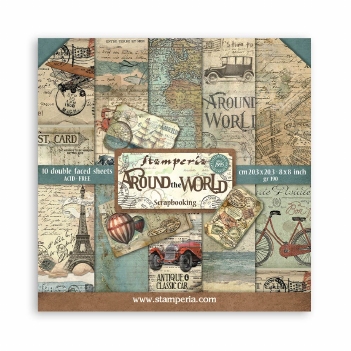 Stamperia Paper Pad 20 x 20 cm Around The World SBBS12