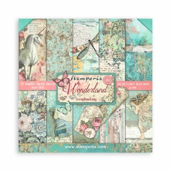 Stamperia Paper Pad 20 x 20 cm Wonderland SBBS109