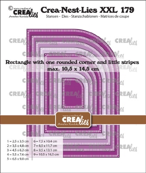 Crea-Nest-Lies set Snijmal Rectangle with one rounded corner and Stripes CLNestXXL179