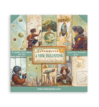 Stamperia Paper Pad 20 x 20 cm A New Beginning SBBS140