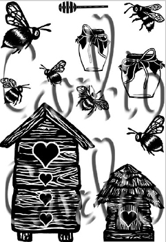Card-io Clear Stamp Bees & Abodes CCSTBEE-01