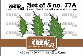 Crealies Set of Three nummer 77A Solid Leaves with Stitch Spiegelbeeld CLSET77A