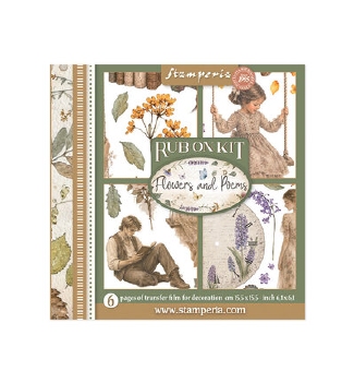Stamperia Rub On Kit Flowers & Poems DFLRBX24