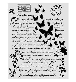 Stamperia Mask Stencil Flowers & Poems Letter & Butterflies KSTD220