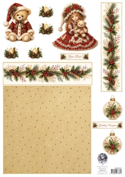 Fairybells Combi Knipvel voor Pop-Up en Decoupage Rood/Beige 99083/031
