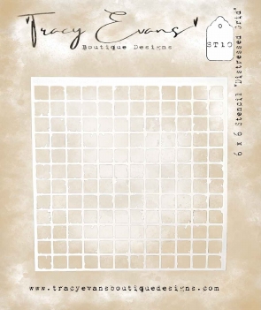 Tracy Evans Mask Stencil Distressed Grid ST010 TE