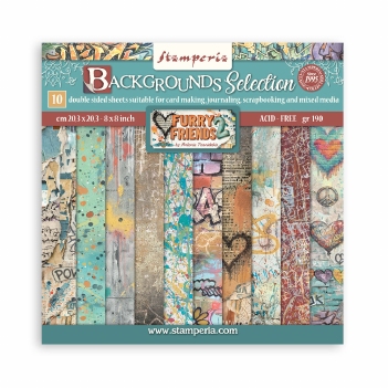 Stamperia Paper Pad Backgrounds 20 x 20 cm Furry Friends 2 SBBS151