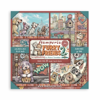 Stamperia MAXI Pad 20 x 20 cm Furry Friends 2 SBBSXB29