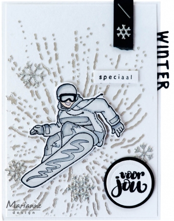 Marianne Design clear stamp + mal Hetty's Snowboarder HT1668